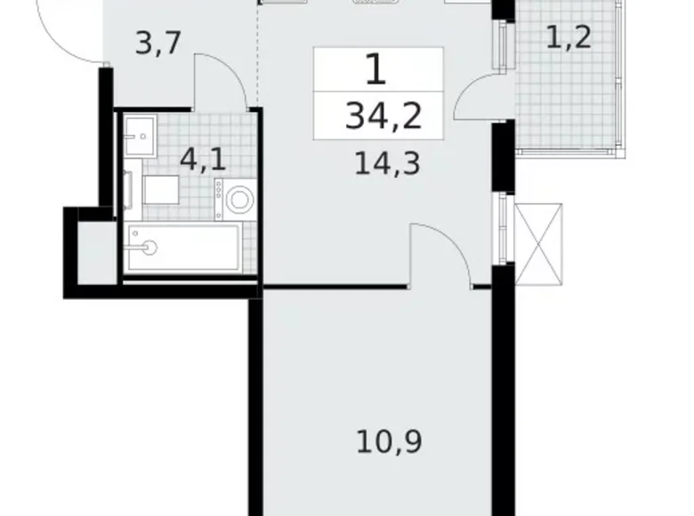 Apartamento 1 habitación 34 m² Krasnoye Selo, Rusia