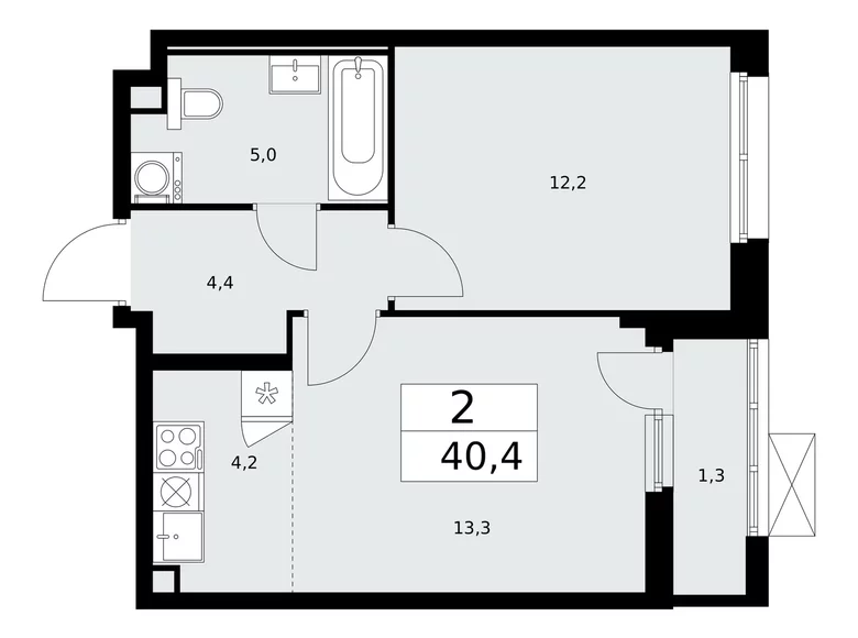 Apartamento 2 habitaciones 40 m² Moscú, Rusia