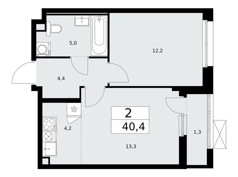 Mieszkanie 2 pokoi 40 m² Moskwa, Rosja