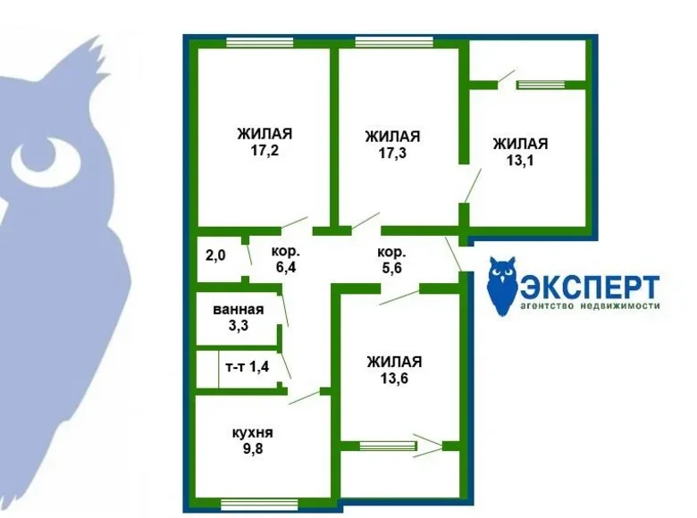 Appartement 4 chambres 90 m² Miory, Bélarus