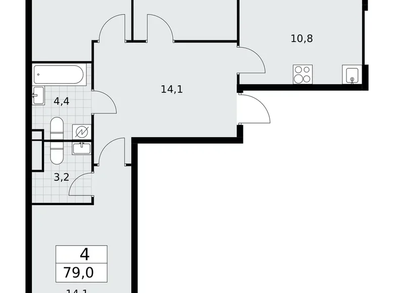 Wohnung 4 Zimmer 79 m² Postnikovo, Russland