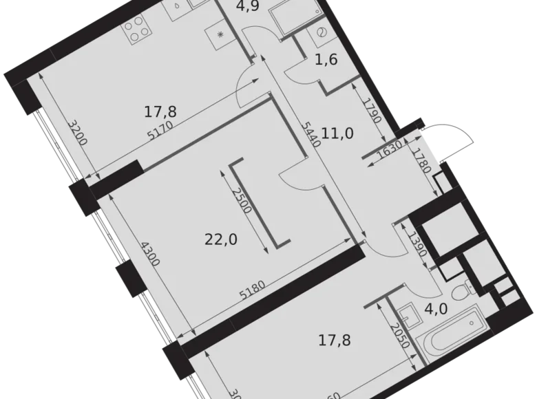 Appartement 3 chambres 79 m² Konkovo District, Fédération de Russie