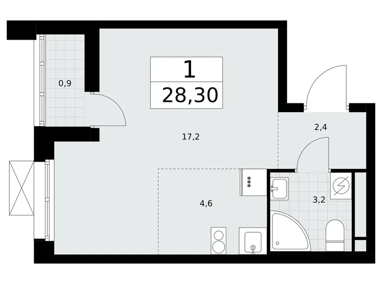 Appartement 1 chambre 28 m² Postnikovo, Fédération de Russie