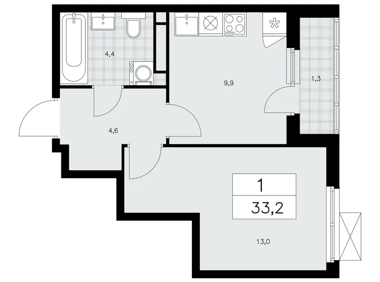 Appartement 1 chambre 33 m² poselenie Sosenskoe, Fédération de Russie