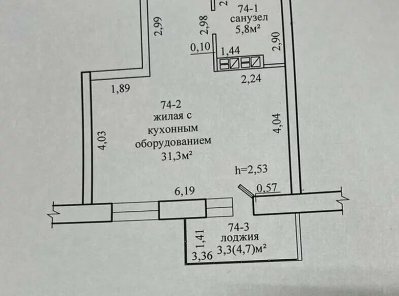 1 room apartment 40 m² Mahilyow, Belarus
