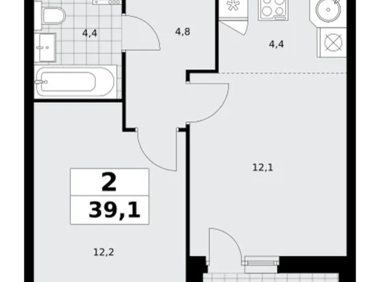 Apartamento 2 habitaciones 39 m² poselenie Sosenskoe, Rusia