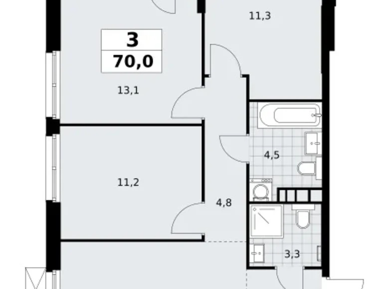 Apartamento 3 habitaciones 70 m² South-Western Administrative Okrug, Rusia