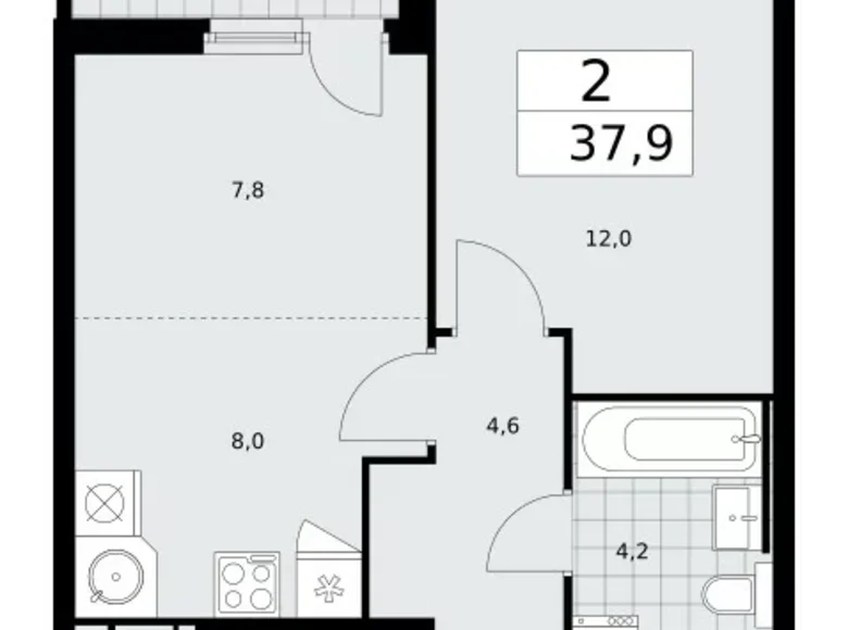 Wohnung 2 Zimmer 38 m² Moskau, Russland