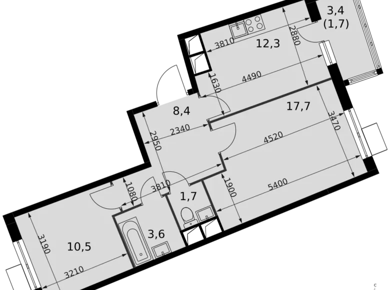 Wohnung 2 zimmer 56 m² Razvilka, Russland