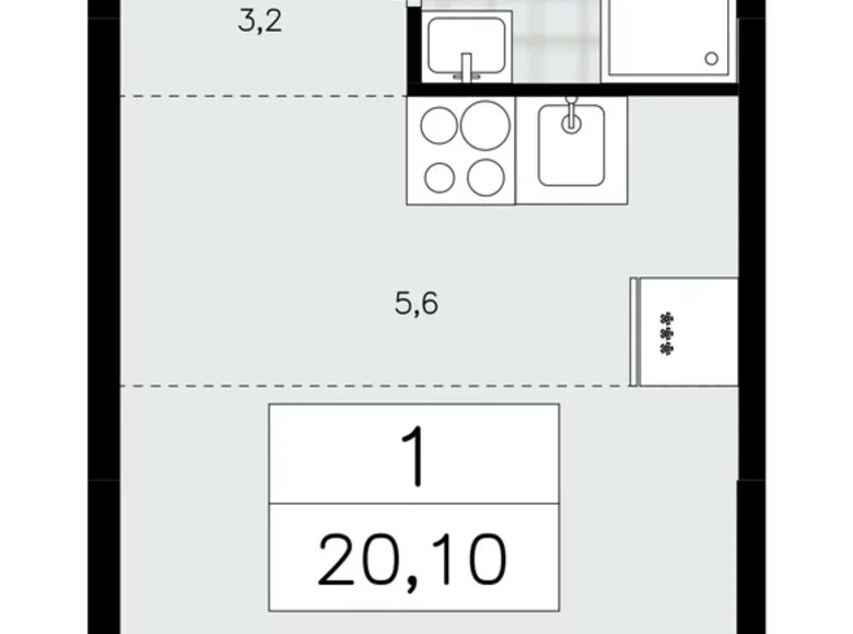 Квартира 1 комната 20 м² Москва, Россия