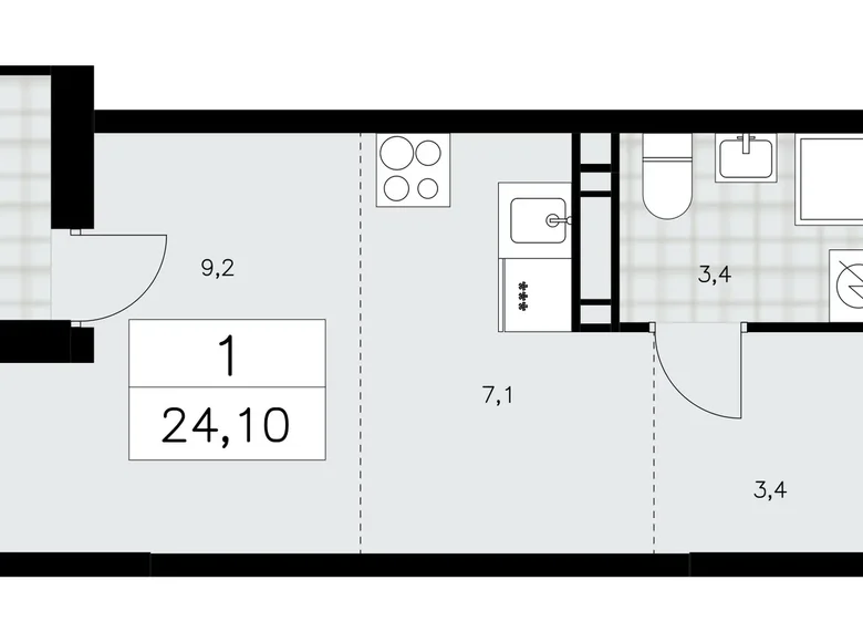 Wohnung 1 Zimmer 24 m² Moskau, Russland