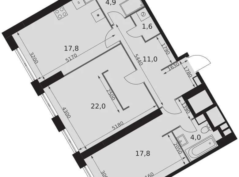 Apartamento 3 habitaciones 79 m² Konkovo District, Rusia