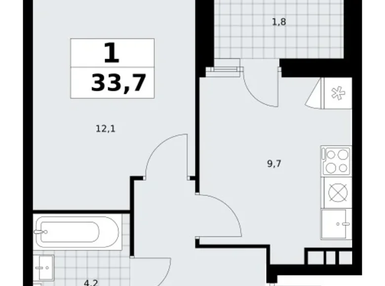 Wohnung 1 Zimmer 34 m² poselenie Sosenskoe, Russland