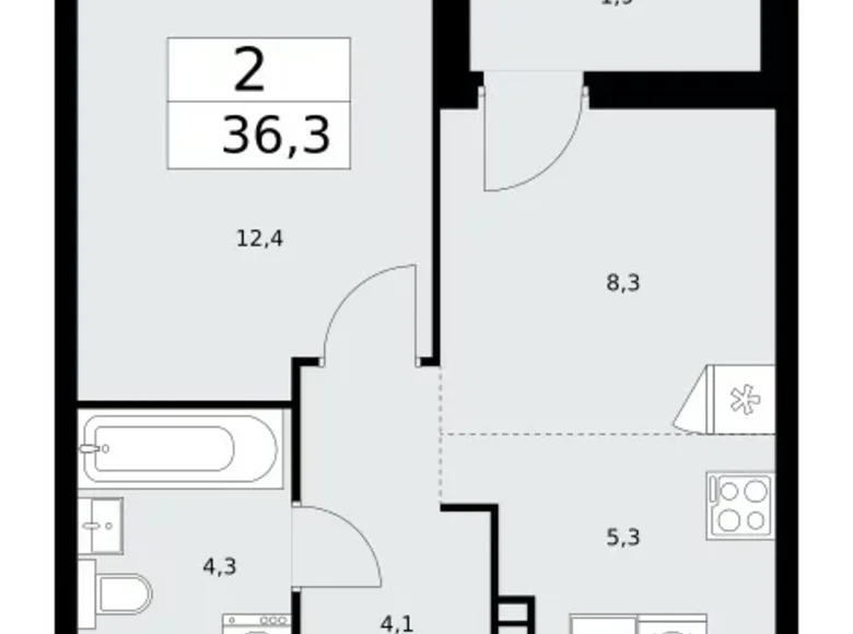 Appartement 2 chambres 36 m² poselenie Sosenskoe, Fédération de Russie