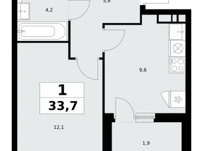 Appartement 1 chambre 34 m² Moscou, Fédération de Russie