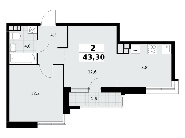 Квартира 2 комнаты 43 м² Postnikovo, Россия