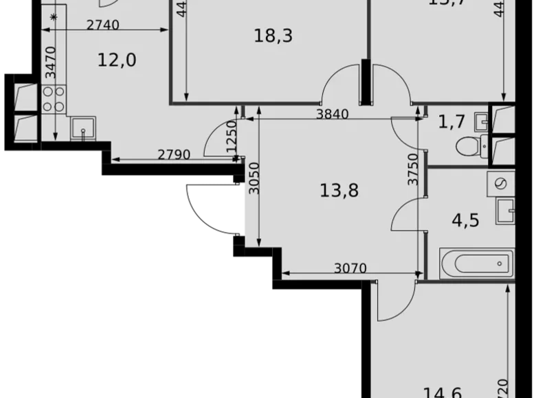 Apartamento 3 habitaciones 80 m² Razvilka, Rusia