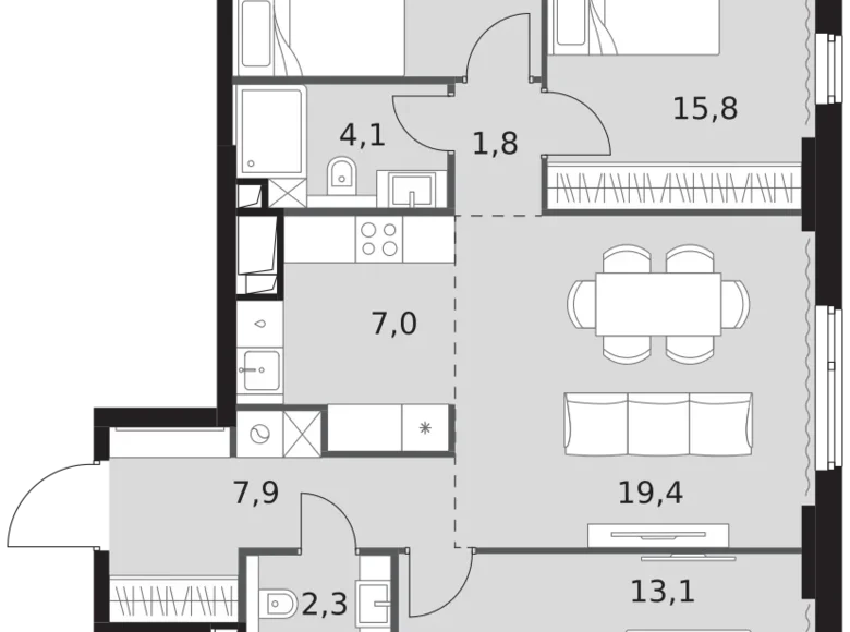 Квартира 4 комнаты 91 м² Северо-Западный административный округ, Россия