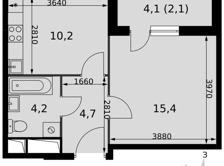 Квартира 1 комната 37 м² Развилка, Россия