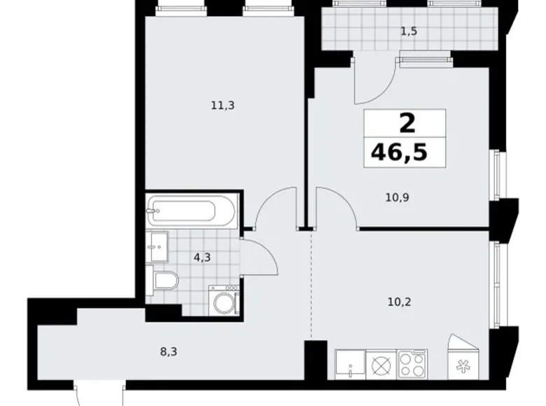 Mieszkanie 2 pokoi 47 m² Troick, Rosja