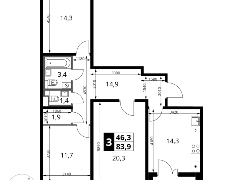 Wohnung 3 zimmer 84 m² Moskau, Russland