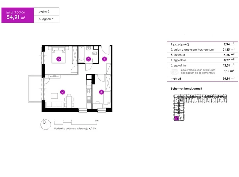 2 bedroom apartment 55 m² Poznan, Poland