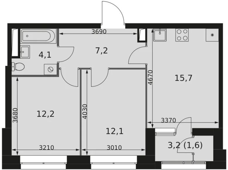 Apartamento 2 habitaciones 53 m² Moscú, Rusia