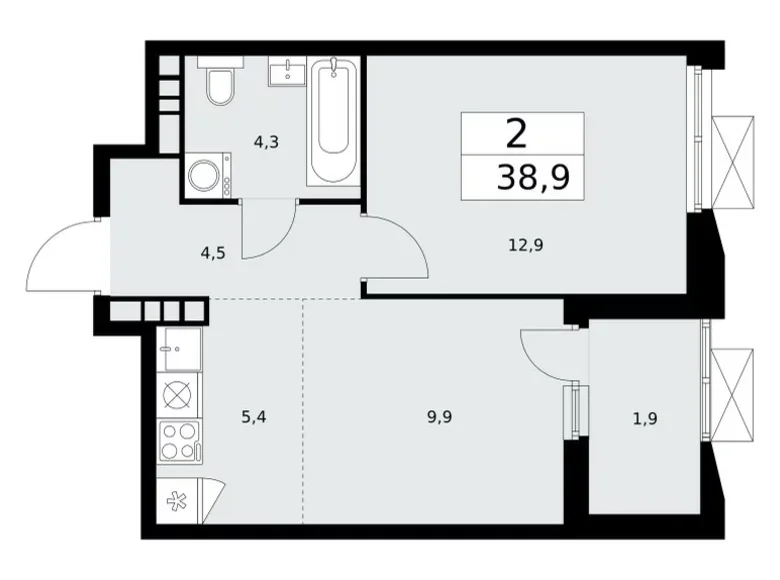 Wohnung 2 Zimmer 39 m² poselenie Sosenskoe, Russland