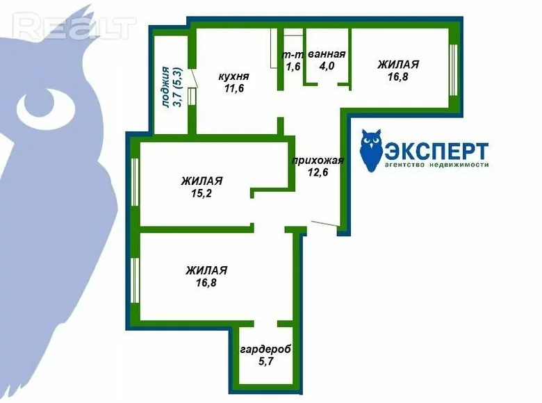 3 room apartment 88 m² Smalyavichy, Belarus