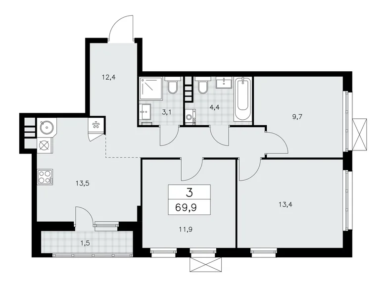 Wohnung 3 zimmer 70 m² Moskau, Russland