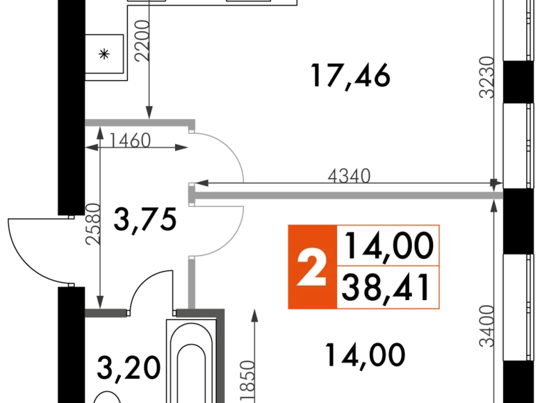 Mieszkanie 1 pokój 39 m² Naro-Fominskiy gorodskoy okrug, Rosja