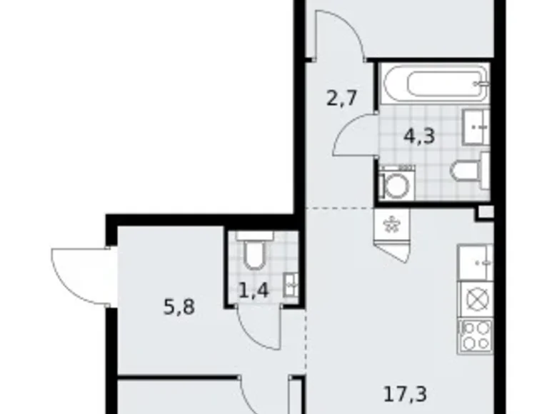 Apartamento 2 habitaciones 58 m² Troitsk, Rusia