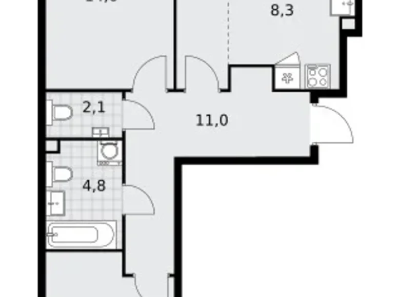 Mieszkanie 3 pokoi 70 m² poselenie Sosenskoe, Rosja