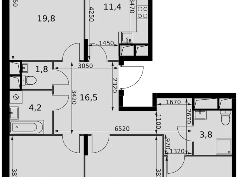 Mieszkanie 4 pokoi 102 m² Razvilka, Rosja