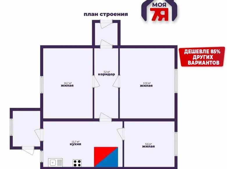 Квартира 3 комнаты 61 м² Камено, Беларусь