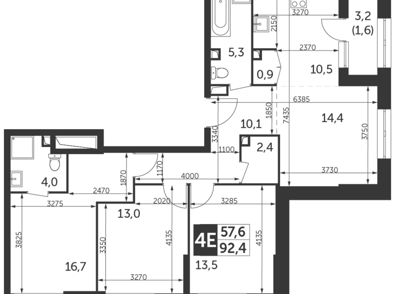 Mieszkanie 4 pokoi 92 m² North-Eastern Administrative Okrug, Rosja