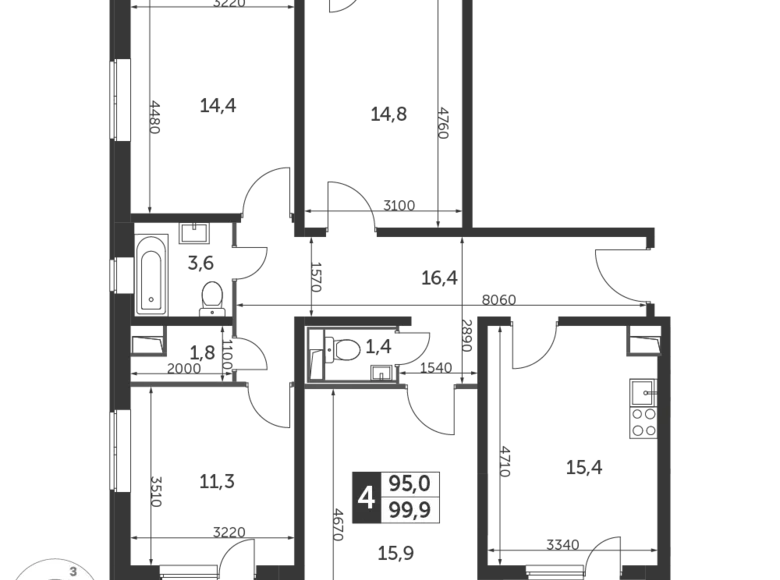 Appartement 4 chambres 100 m² Nekrasovka District, Fédération de Russie