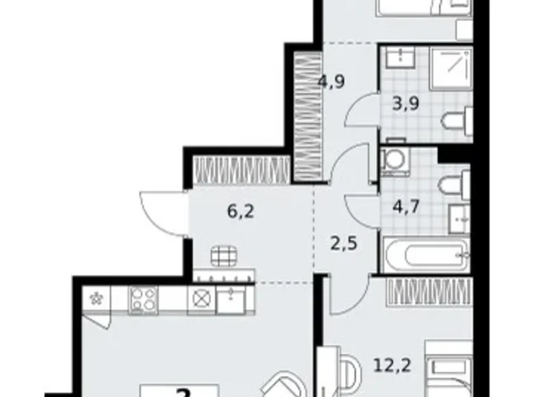 Квартира 2 комнаты 77 м² район Коммунарка, Россия