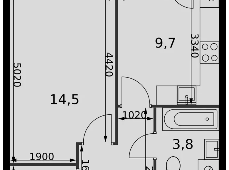 Mieszkanie 1 pokój 35 m² Razvilka, Rosja