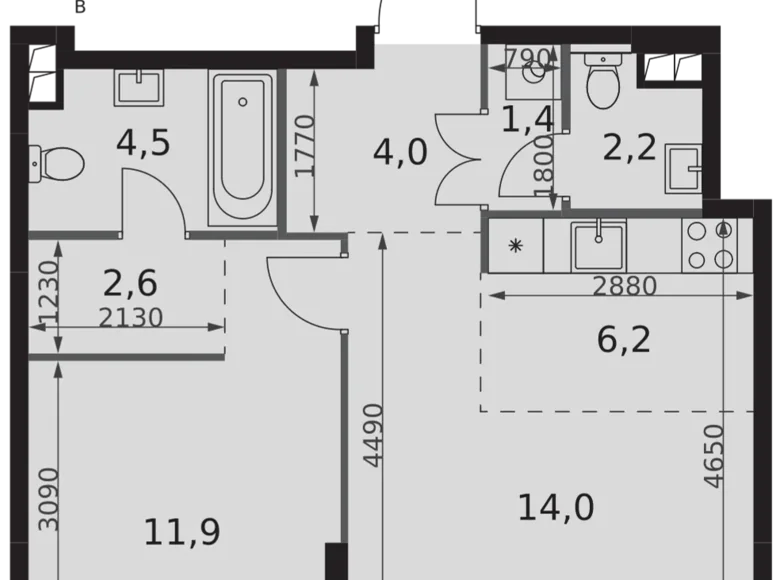 Квартира 2 комнаты 47 м² Северо-Западный административный округ, Россия