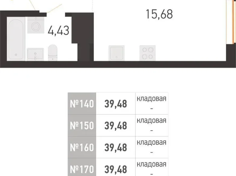 Квартира 2 комнаты 39 м² Копище, Беларусь