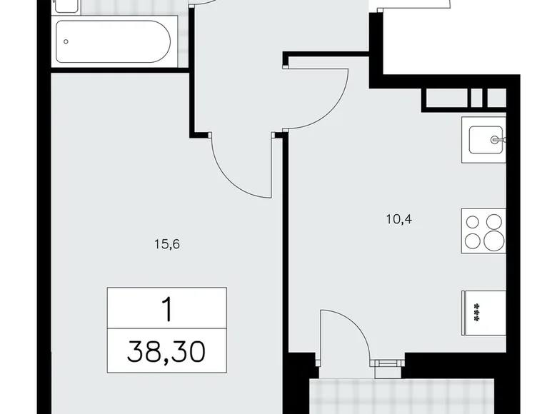 1 room apartment 38 m² poselenie Sosenskoe, Russia