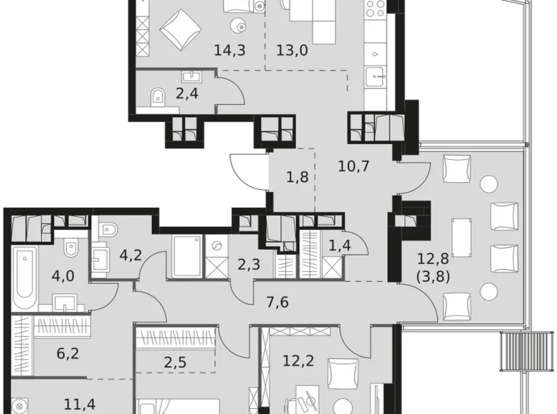 Квартира 4 комнаты 109 м² Москва, Россия