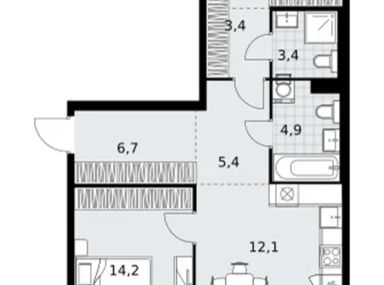3 room apartment 81 m² Kommunarka, Russia