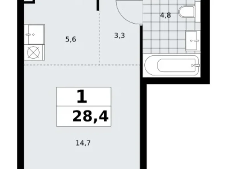 Appartement 1 chambre 28 m² poselenie Sosenskoe, Fédération de Russie