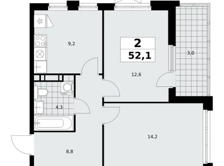 Wohnung 2 Zimmer 52 m² Moskau, Russland