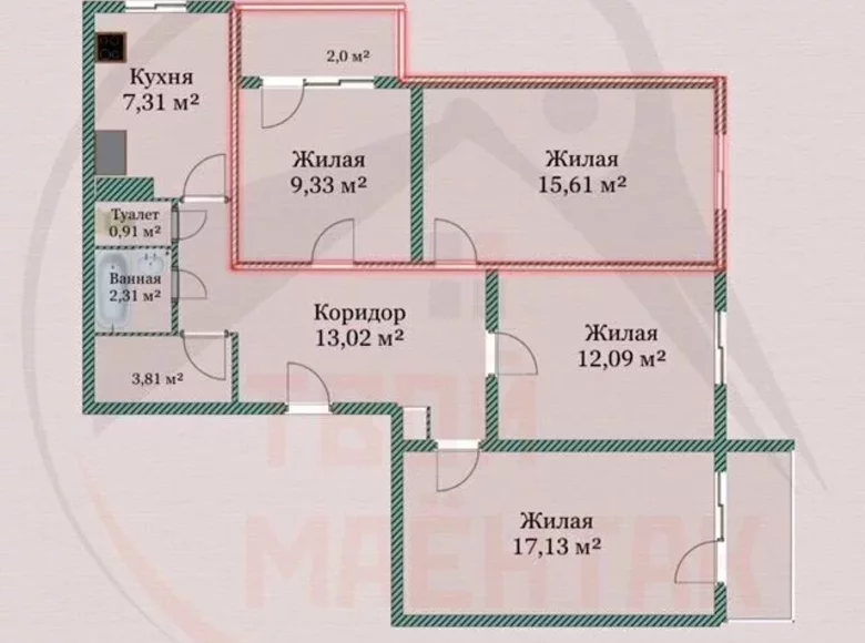 Квартира 86 м² Минск, Беларусь