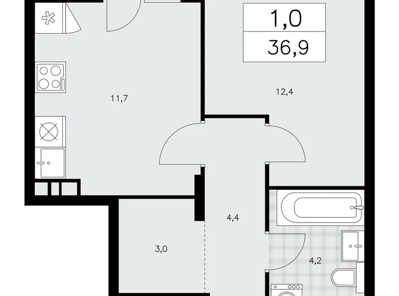 Mieszkanie 1 pokój 37 m² poselenie Sosenskoe, Rosja