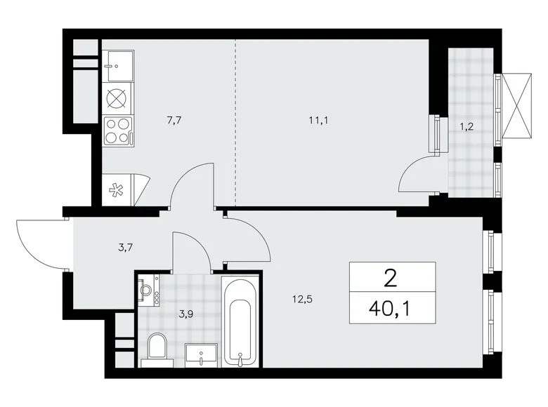 Apartamento 2 habitaciones 40 m² Moscú, Rusia