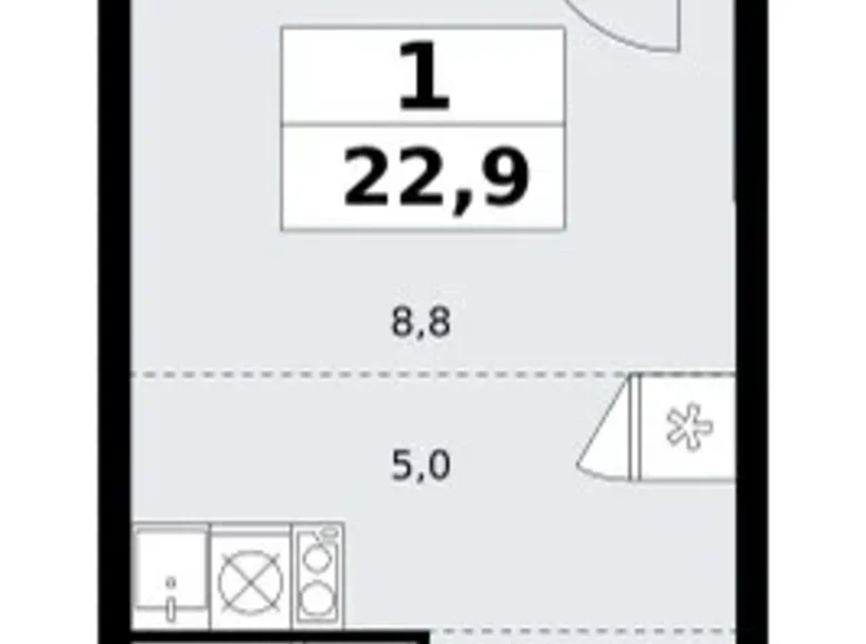 Wohnung 1 zimmer 23 m² poselenie Sosenskoe, Russland